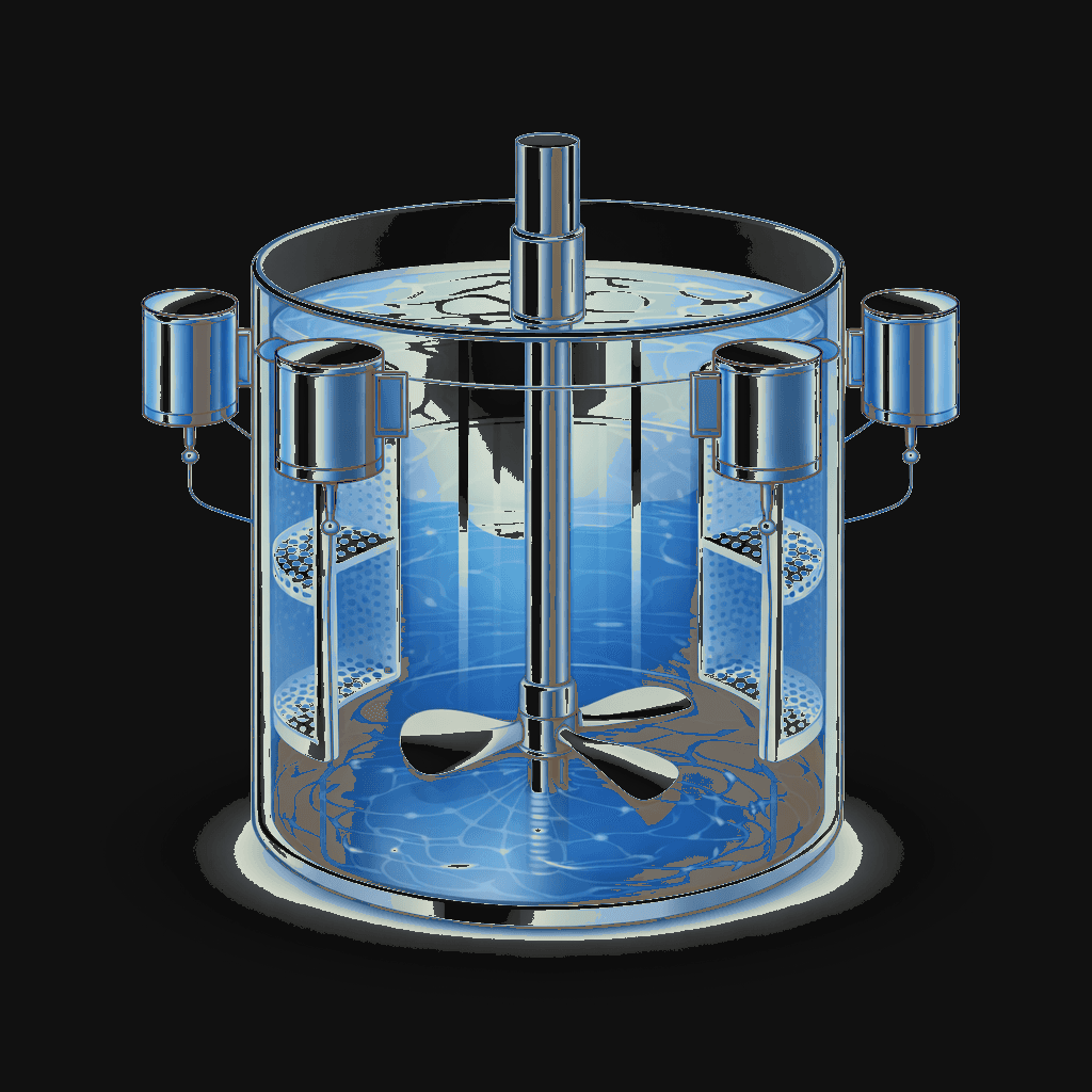Transparent vessel with NaI detector array for radioactive particle tracking